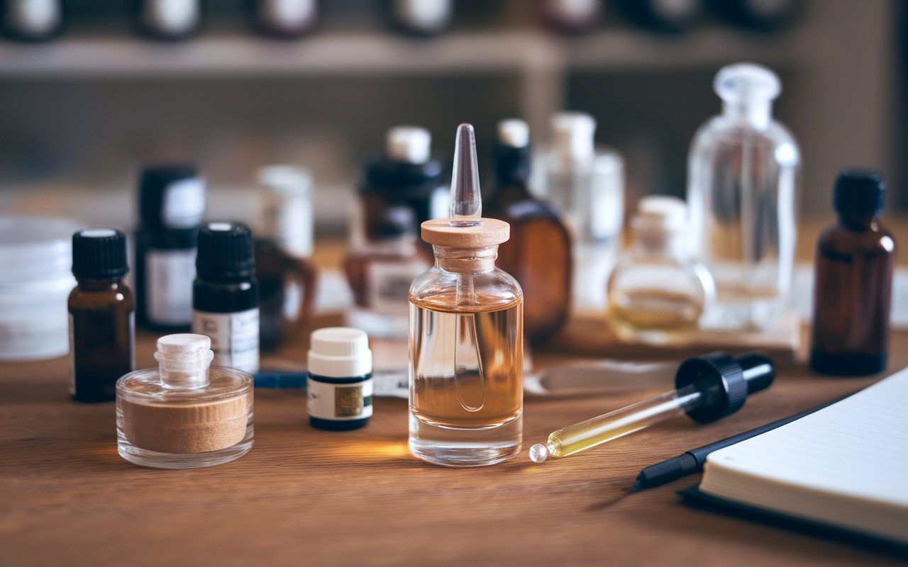 Structure de la pyramide olfactive d'un parfum avec notes de tête et cœur